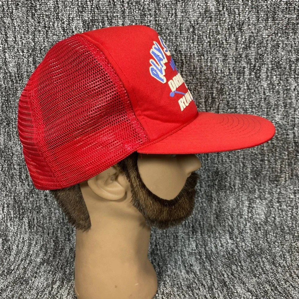 Unbranded Play‎ Softball Drink Beer Run Around Men Red Mesh Snapback Trucker Hat